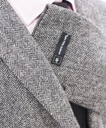 SAKS 5TH AVE BY HICKEY FREEMAN - Herringbone Black/Gray Flannel Wool Blazer -  44R