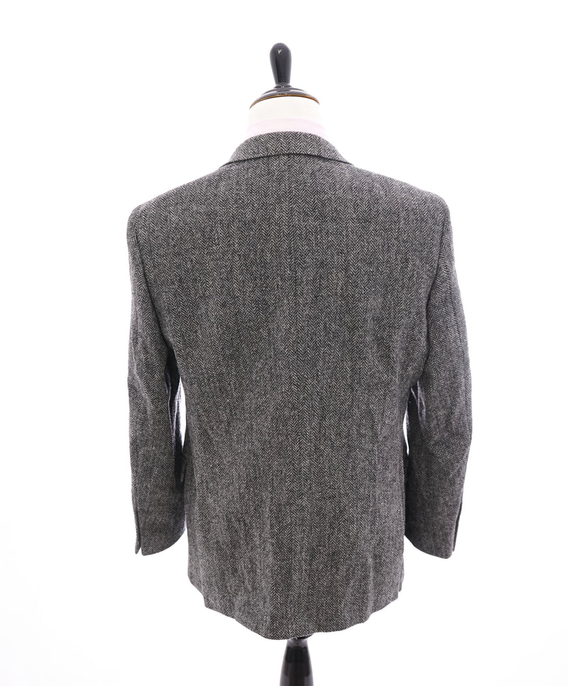 SAKS 5TH AVE BY HICKEY FREEMAN - Herringbone Black/Gray Flannel Wool Blazer -  44R