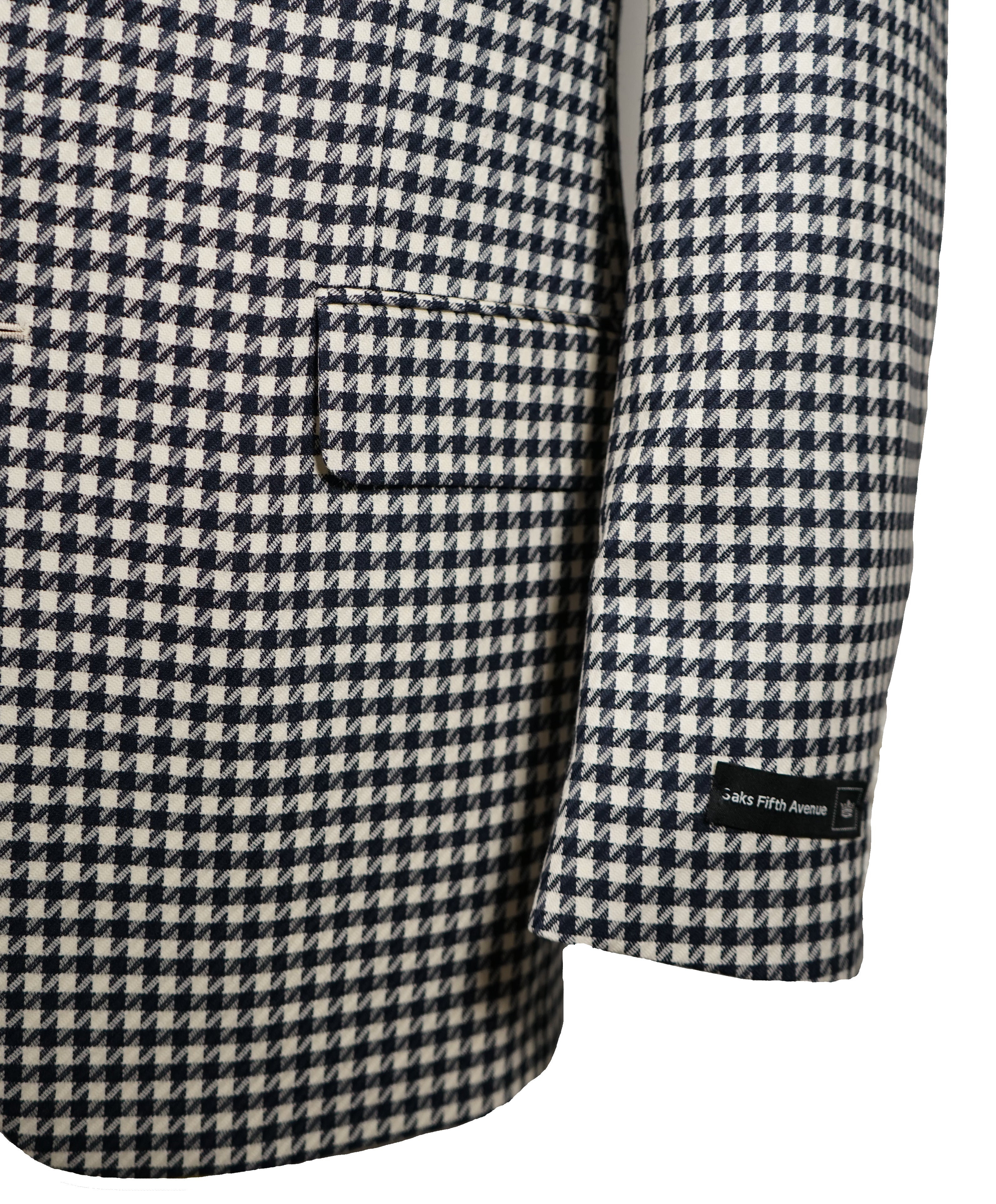 SAKS 5TH AVE BY HICKEY FREEMAN - Navy & Ivory Houndstooth Wool Blazer -  38R