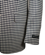SAKS 5TH AVE BY HICKEY FREEMAN - Navy & Ivory Houndstooth Wool Blazer - 46L