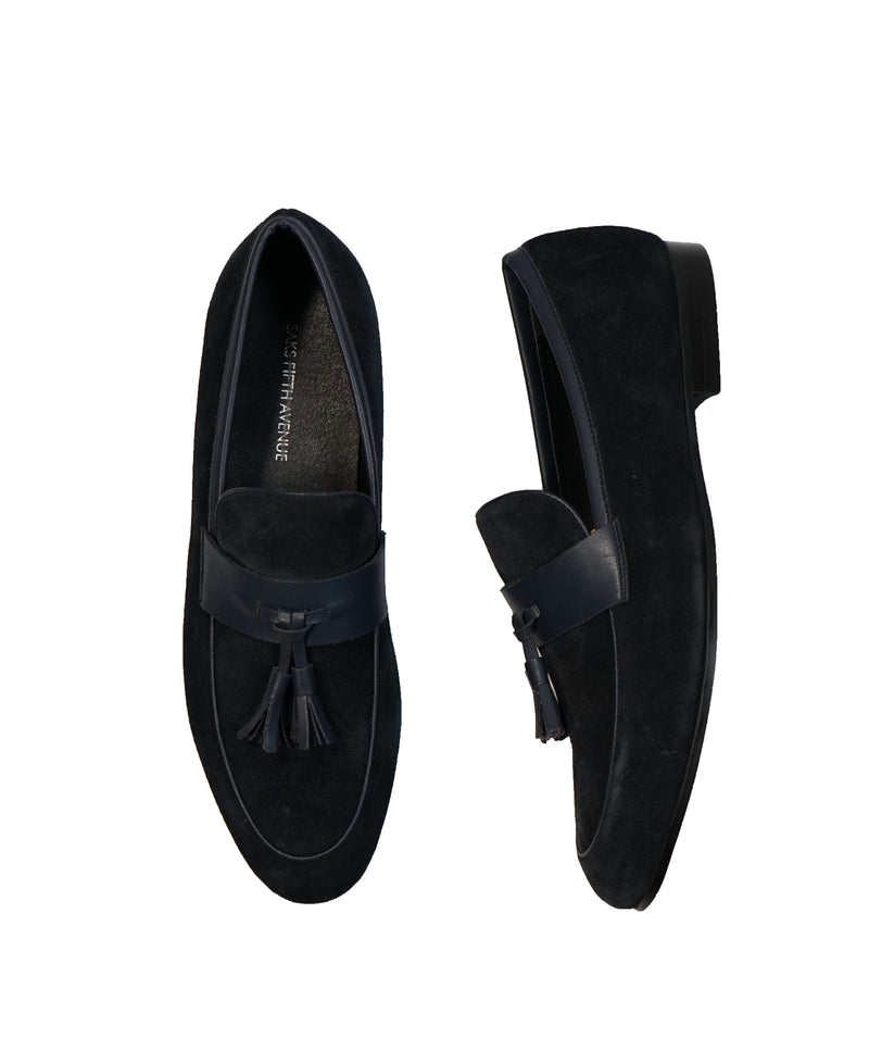 SAKS FIFTH AVENUE- Blue Leather & Suede Tassel Loafers - 11