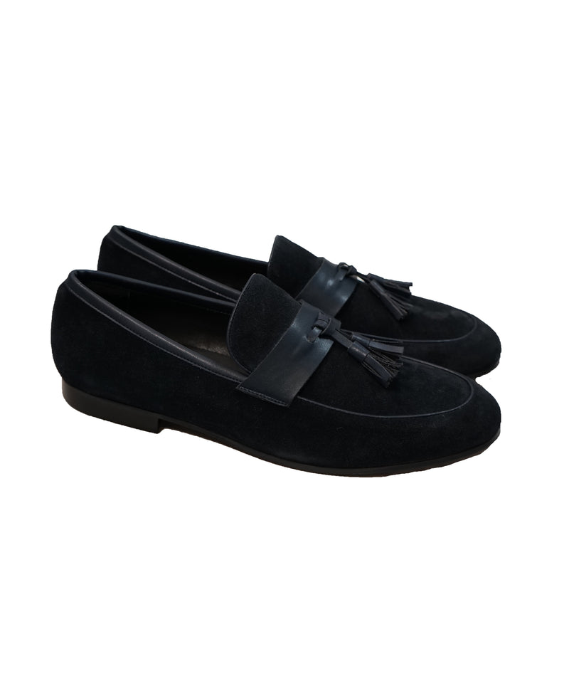 SAKS FIFTH AVENUE- Blue Leather & Suede Tassel Loafers - 11
