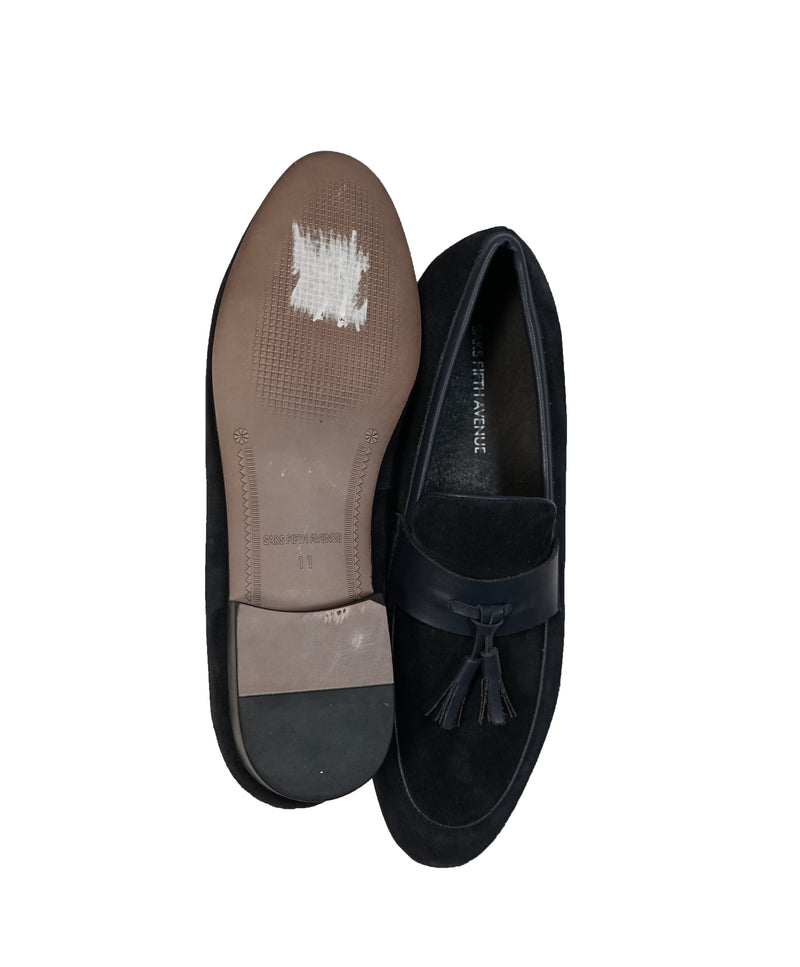 SAKS FIFTH AVENUE- Blue Leather & Suede Tassel Loafers - 11