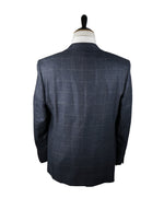 SAKS FIFTH AVENUE  - 100% Cashmere Slim Windowpane Blue Plaid Blazer- 44R