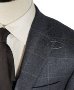 SAKS FIFTH AVENUE  - 100% Cashmere Slim Windowpane Blue Plaid Blazer- 44R