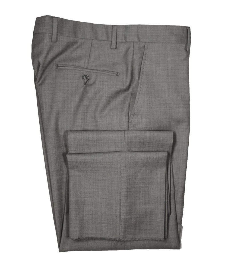 SAKS FIFTH AVENUE -  Gray Textured Made In Italy Dress Pants - 33W