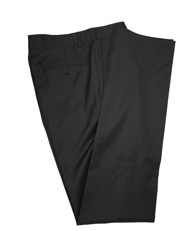 SAKS FIFTH AVENUE -  Solid Black Made In Italy Dress Pants - 36W