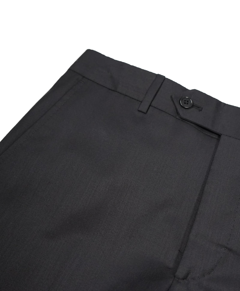 SAKS FIFTH AVENUE -  Solid Black Made In Italy Dress Pants - 36W