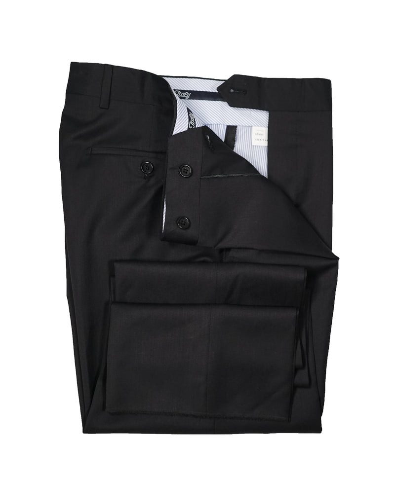SAKS FIFTH AVENUE -  Solid Black Made In Italy Dress Pants - 36W