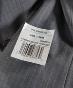 SAKS FIFTH AVENUE - Trim Fit Gray & Blue Stripe Wool Suit - 46R
