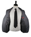 SAKS FIFTH AVENUE - Trim Fit Gray & Blue Stripe Wool Suit - 46R