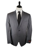 SAKS FIFTH AVENUE - Trim Fit Gray & Blue Stripe Wool Suit - 46R
