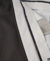 SAKS FIFTH AVE - Black Stripe Wool MADE IN ITALY Flat Front Dress Pants - 34W