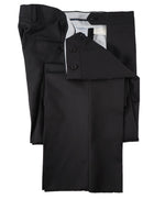SAKS FIFTH AVE - Black Stripe Wool MADE IN ITALY Flat Front Dress Pants - 34W