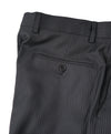 SAKS FIFTH AVE - Black Stripe Wool MADE IN ITALY Flat Front Dress Pants - 34W