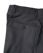 SAKS FIFTH AVE - Black Stripe Wool MADE IN ITALY Flat Front Dress Pants - 34W
