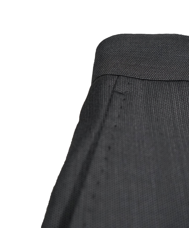 SAKS FIFTH AVE - Gray Micro Herringbone Flat Front Dress Pants - 33W