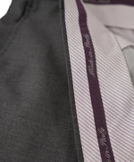 SAKS FIFTH AVE - Gray W Purple Lining Wool MADE IN ITALY Flat Front Dress Pants - 32W