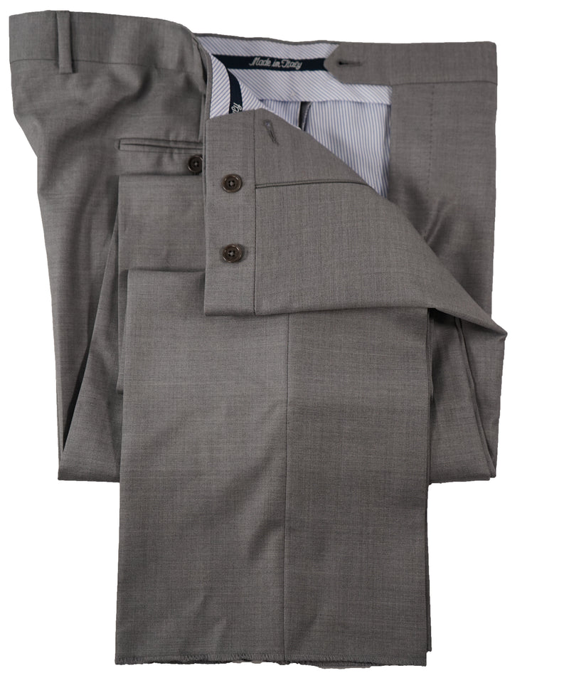 SAKS FIFTH AVE - Gray Wool MADE IN ITALY Flat Front Dress Pants - 38W