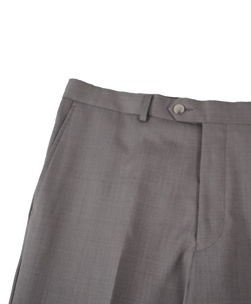 SAKS FIFTH AVE - Light Gray Wool Flat Front Dress Pants - 35W