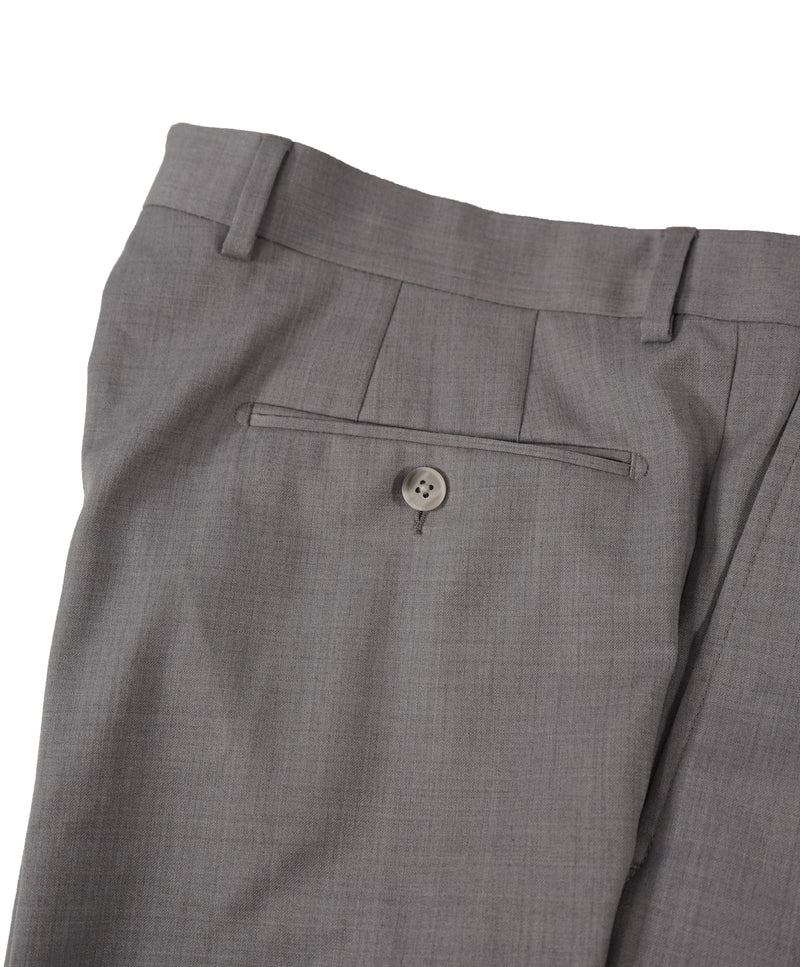 SAKS FIFTH AVE - Light Gray Wool Flat Front Dress Pants - 35W