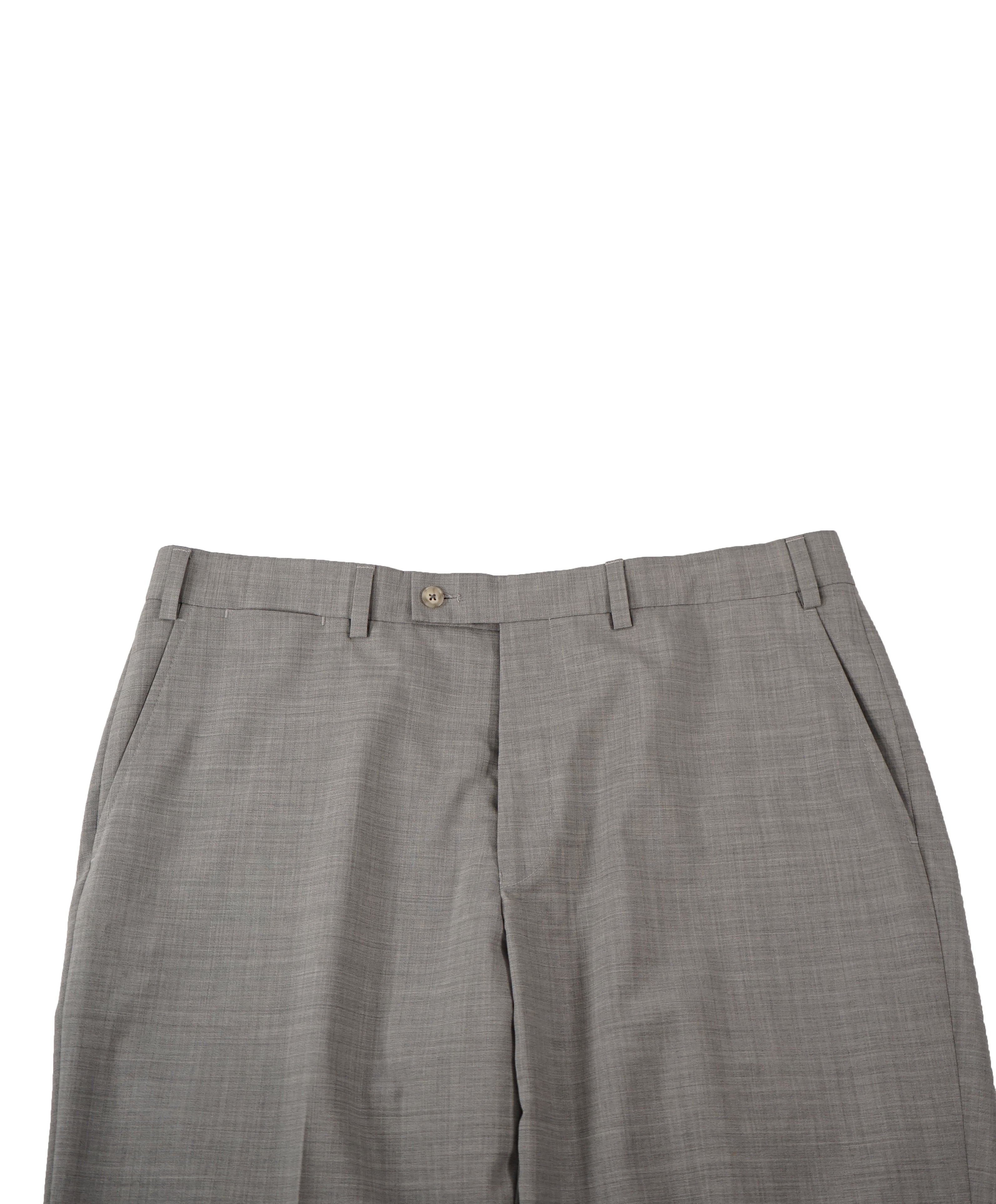 SAKS FIFTH AVE - Light Gray Wool MADE IN ITALY Flat Front Dress Pants - 36W