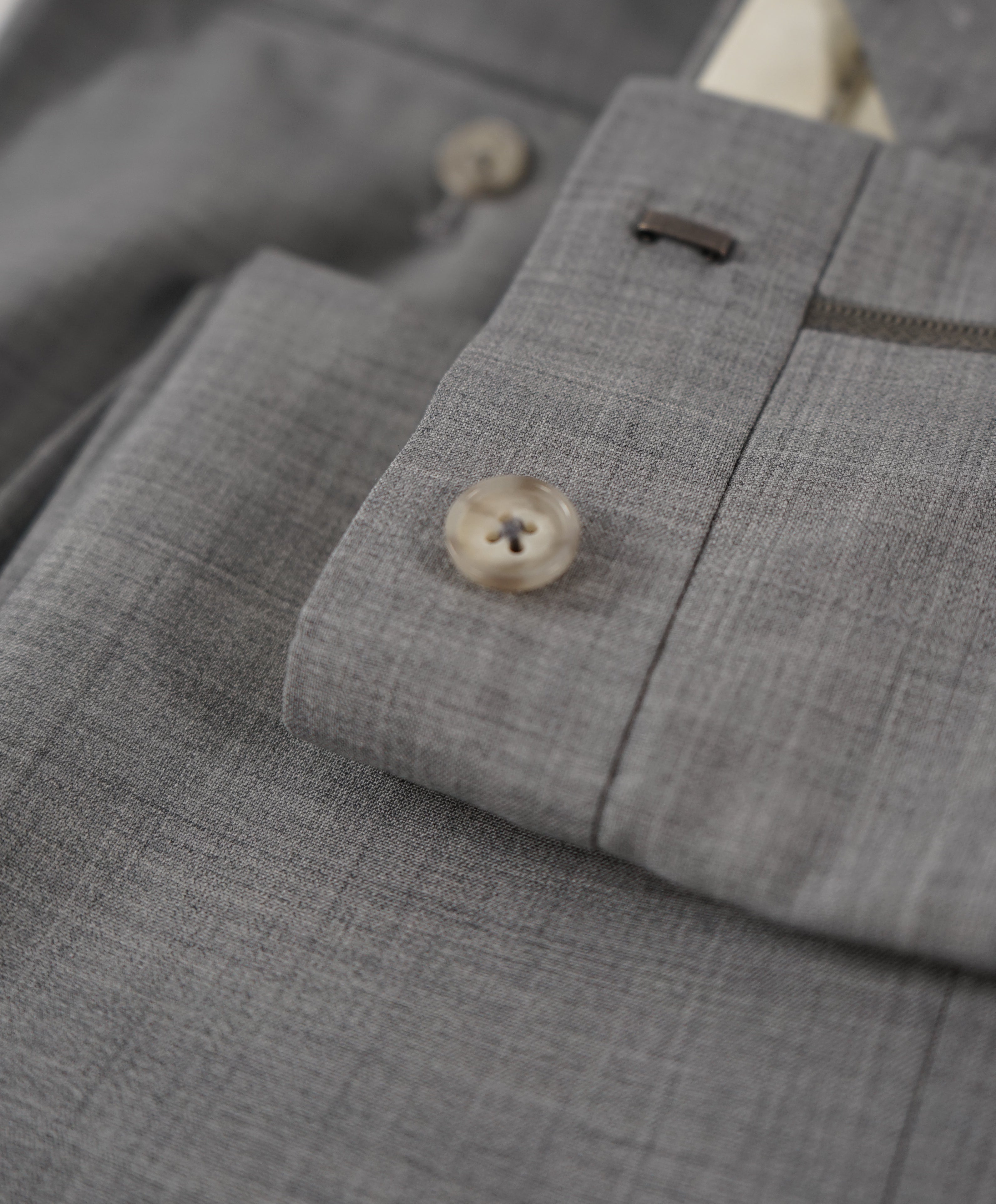 SAKS FIFTH AVE - Light Gray Wool MADE IN ITALY Flat Front Dress Pants - 36W