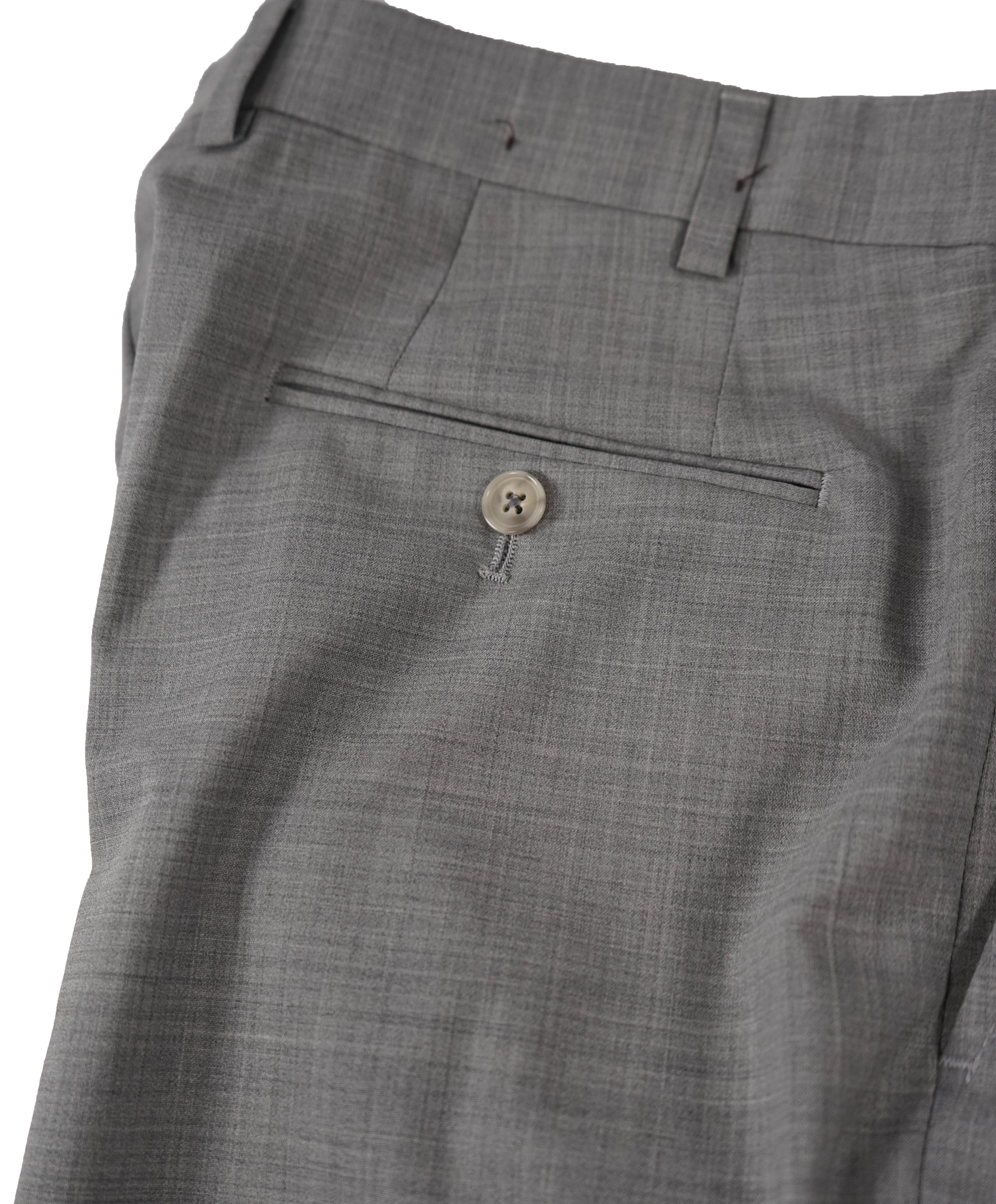 SAKS FIFTH AVE - Light Gray Wool MADE IN ITALY Flat Front Dress Pants - 36W