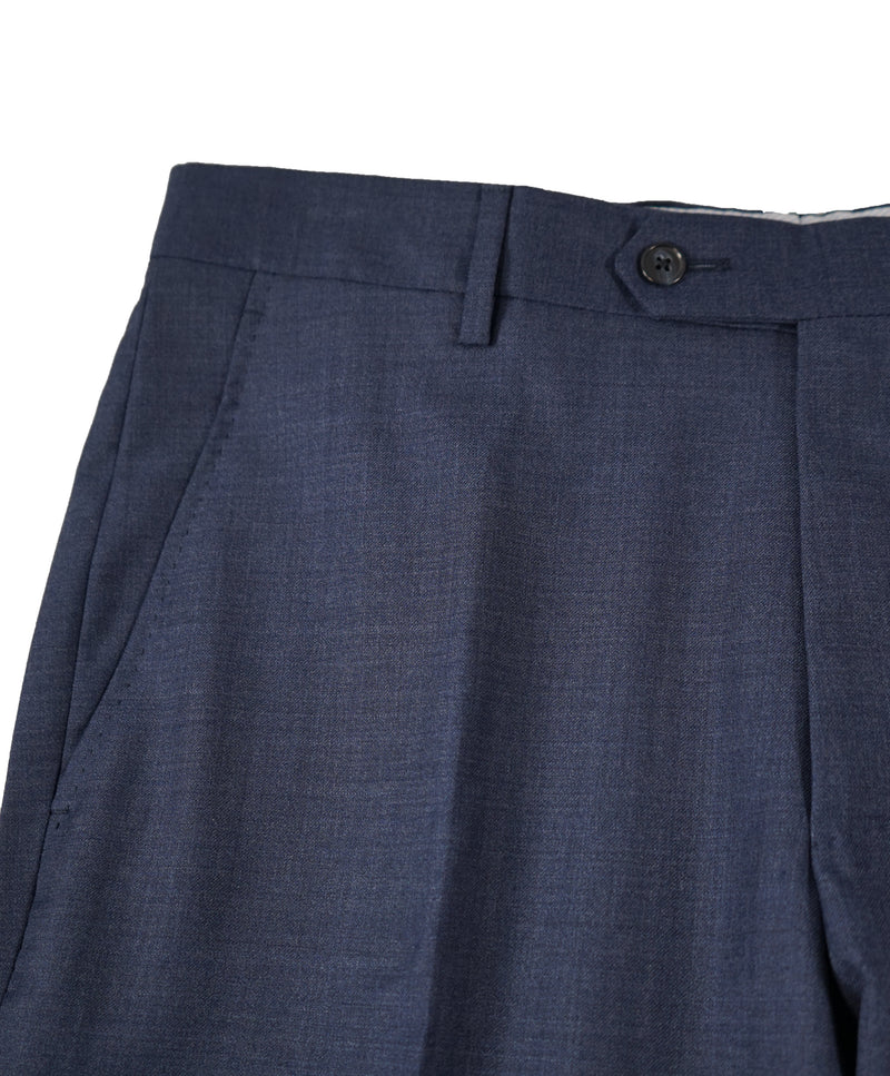 SAKS FIFTH AVE - Medium Blue MADE IN ITALY Flat Front Dress Pants - 34W