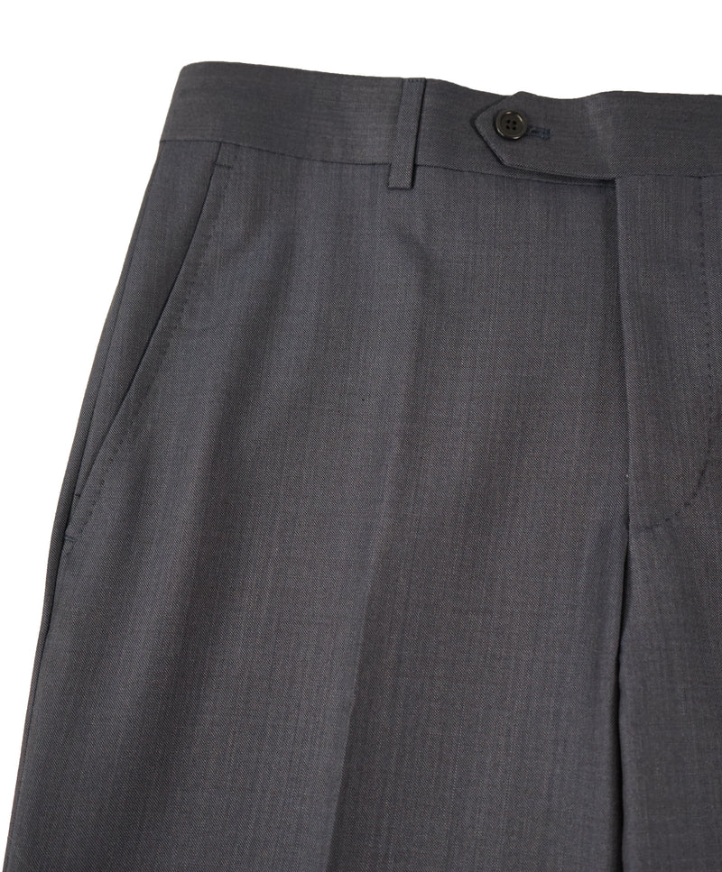 SAKS FIFTH AVE - Medium Blue MADE IN ITALY Flat Front Dress Pants - 32W