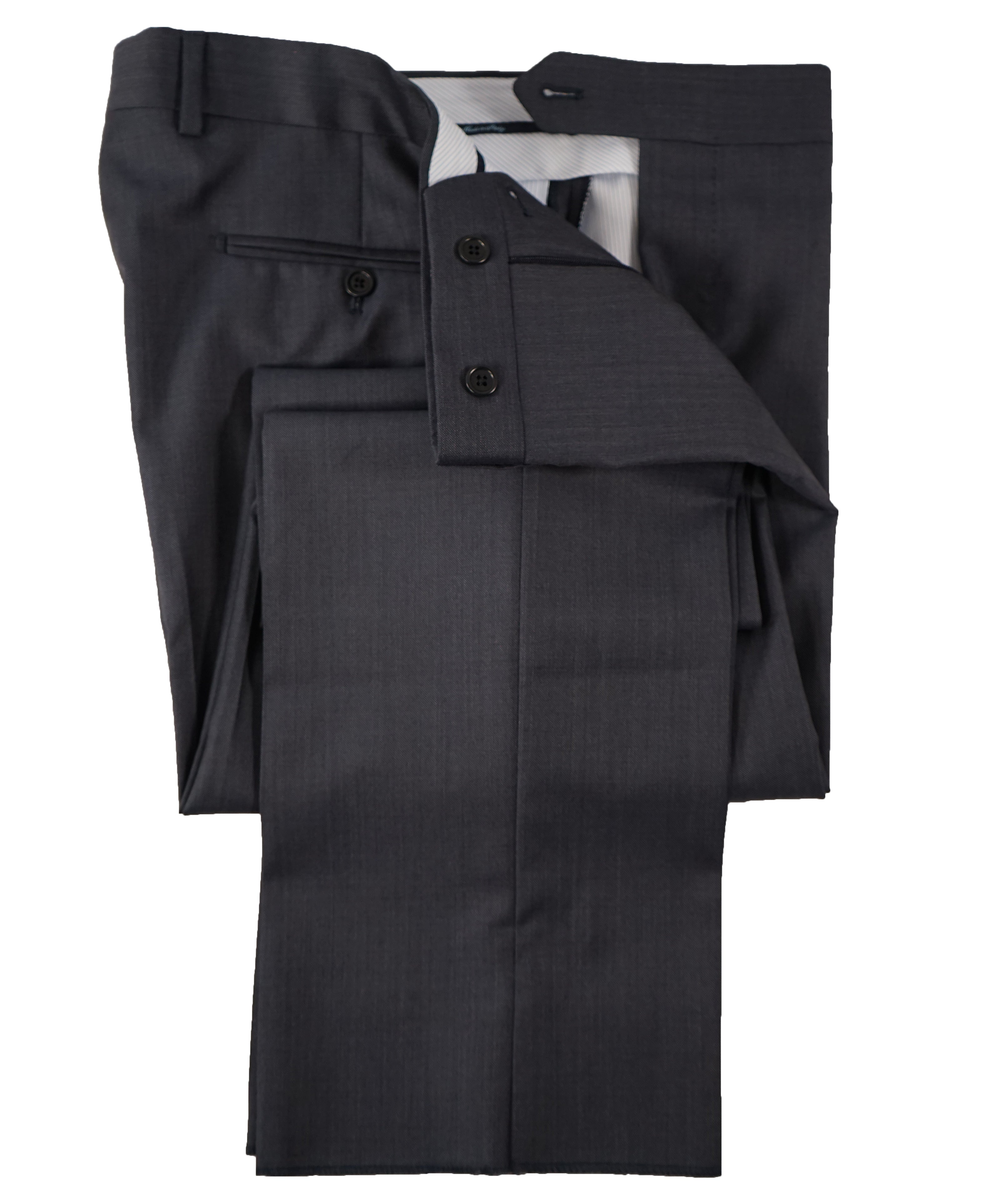 SAKS FIFTH AVE - Medium Blue MADE IN ITALY Flat Front Dress Pants - 34W