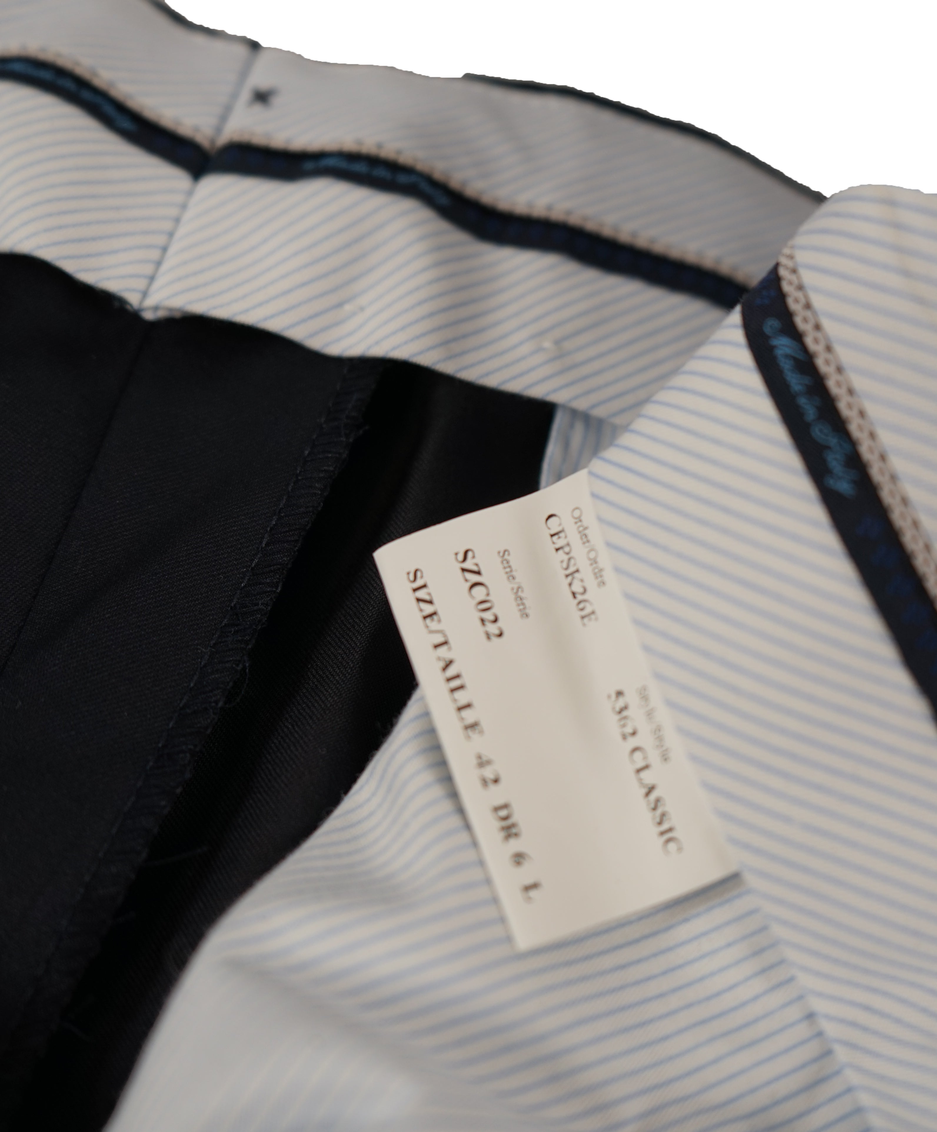 SAKS FIFTH AVE - Navy Wool & Silk MADE IN ITALY Flat Front Dress Pants - 36W