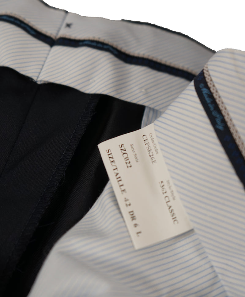 SAKS FIFTH AVE - Navy Wool & Silk MADE IN ITALY Flat Front Dress Pants - 36W