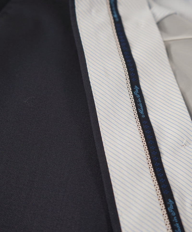 SAKS FIFTH AVE - Navy Wool & Silk MADE IN ITALY Flat Front Dress Pants - 36W