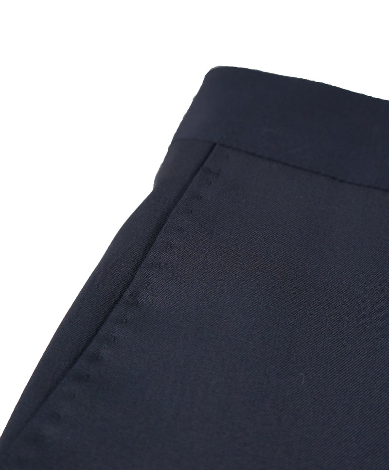 SAKS FIFTH AVE - Navy Wool / Silk MADE IN ITALY Flat Front Dress Pants - 30W