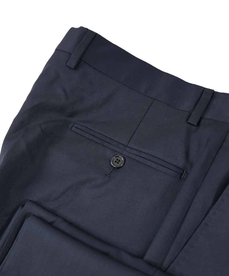 SAKS FIFTH AVE - Navy Wool & Silk MADE IN ITALY Flat Front Dress Pants - 36W