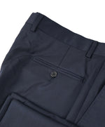 SAKS FIFTH AVE -  Navy Wool / Silk MADE IN ITALY Flat Front Dress Pants -  36W