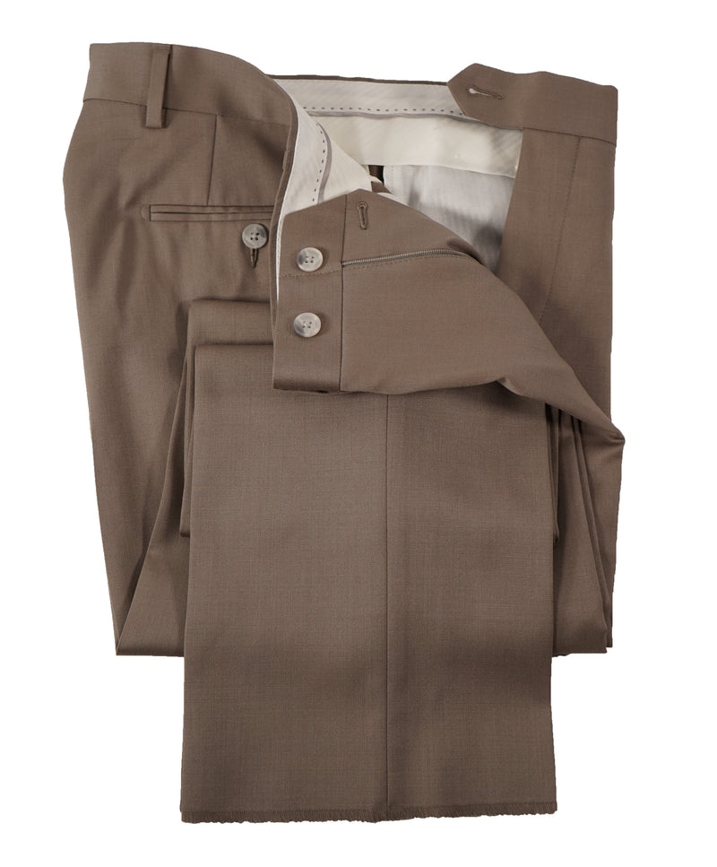 SAKS FIFTH AVE - Stone Gray Beige Wool Flat Front Dress Pants - 31W