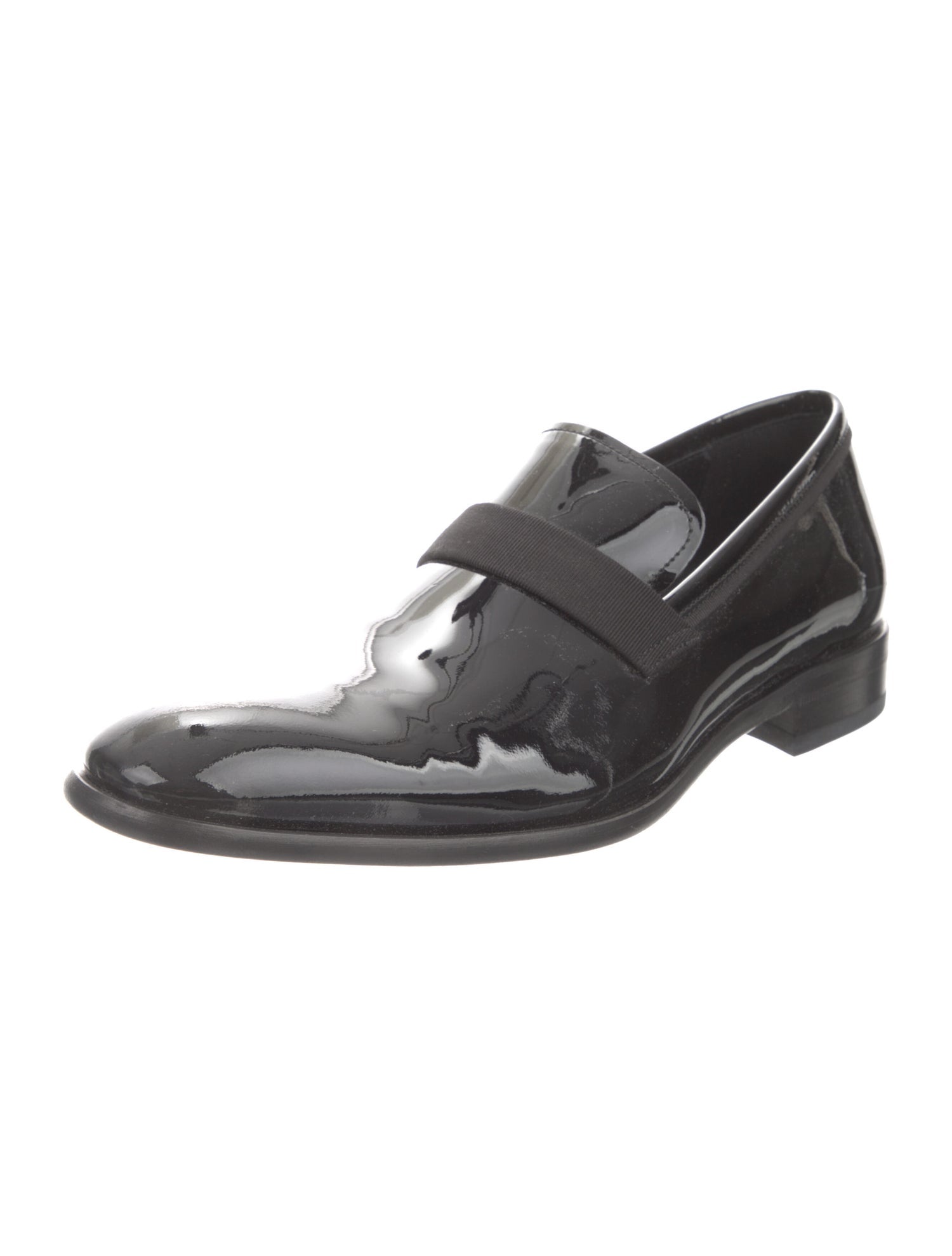 $720 SALVATORE FERRAGAMO - "Antoane" Black Patent Leather Tipped Loafer - 7D