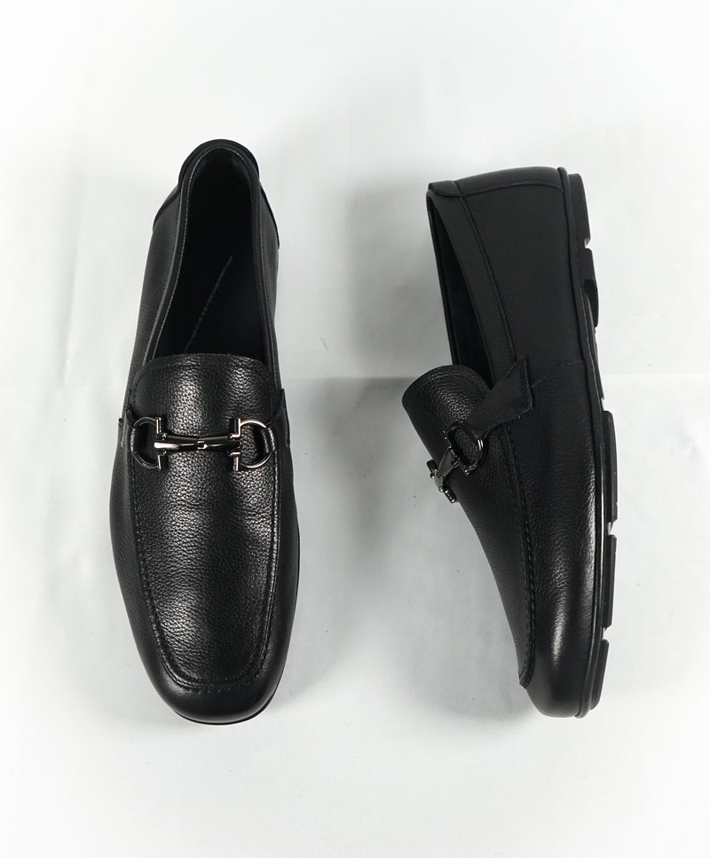 SALVATORE FERRAGAMO - “Nowell” Black Slip-On Gancini Venetian Loafers -7.5 EE