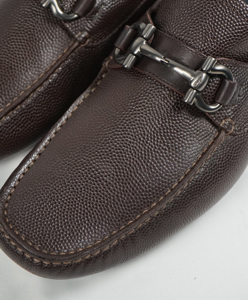 SALVATORE FERRAGAMO - “Parigi” Brown Grained Pebbled Leather Loafers - 9.5 EE