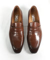 SALVATORE FERRAGAMO - "TRAMEZZA" Brown Penny Loafers Sleek Silhouette - 13 D