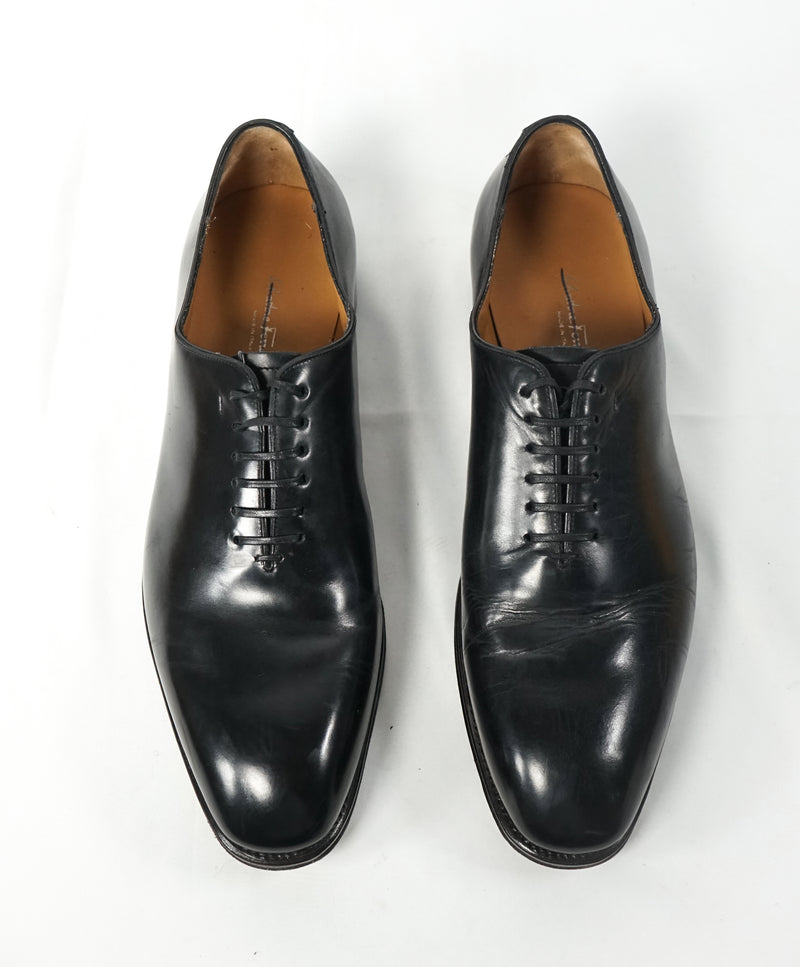 SALVATORE FERRAGAMO - “CARMELO” Whole-Cut Black Oxfords - 9.5 D