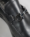 SALVATORE FERRAGAMO -“GANCINI REVERSIBLE BIT” Black Leather Loafers - 9EEE