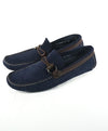 SALVATORE FERRAGAMO - Blue Suede Braided Gancio Slip On Loafers - 10.5