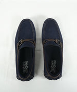 SALVATORE FERRAGAMO - Blue Suede Braided Gancio Slip On Loafers - 10.5