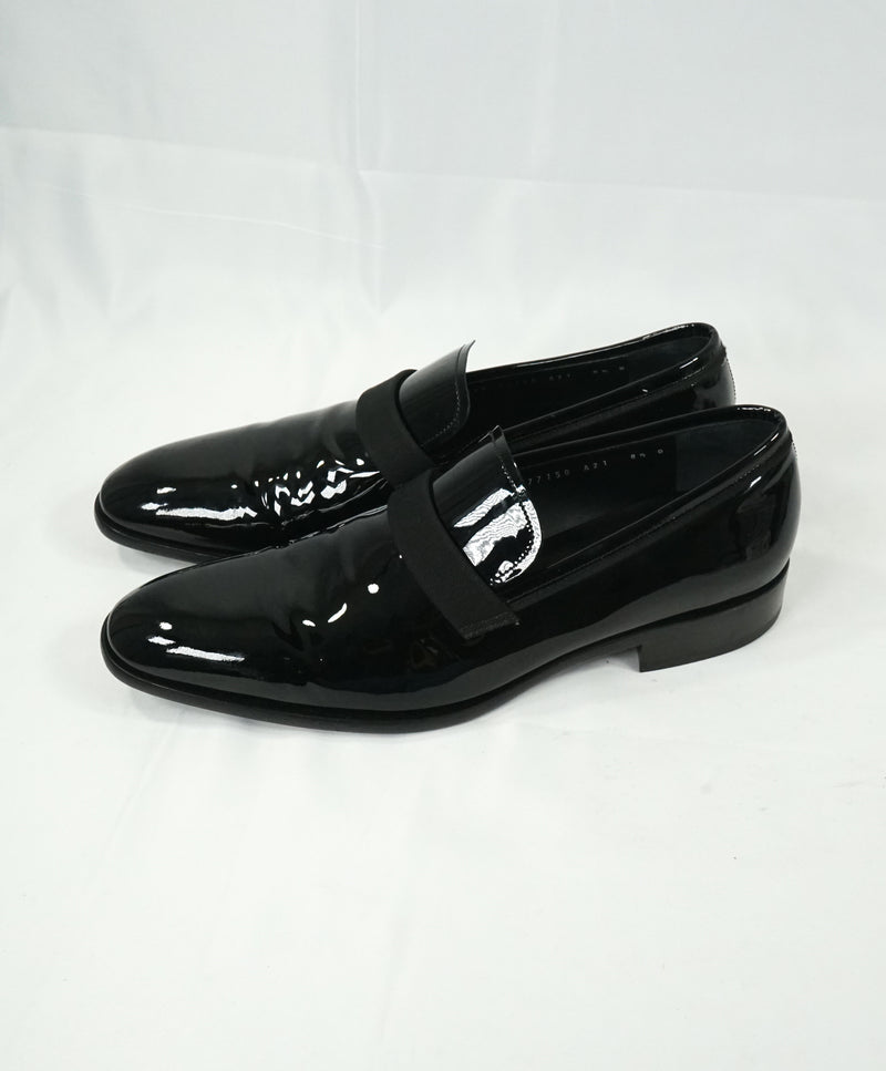 SALVATORE FERRAGAMO - "Antoane" Black Patent Leather Tipped Loafer - 8.5