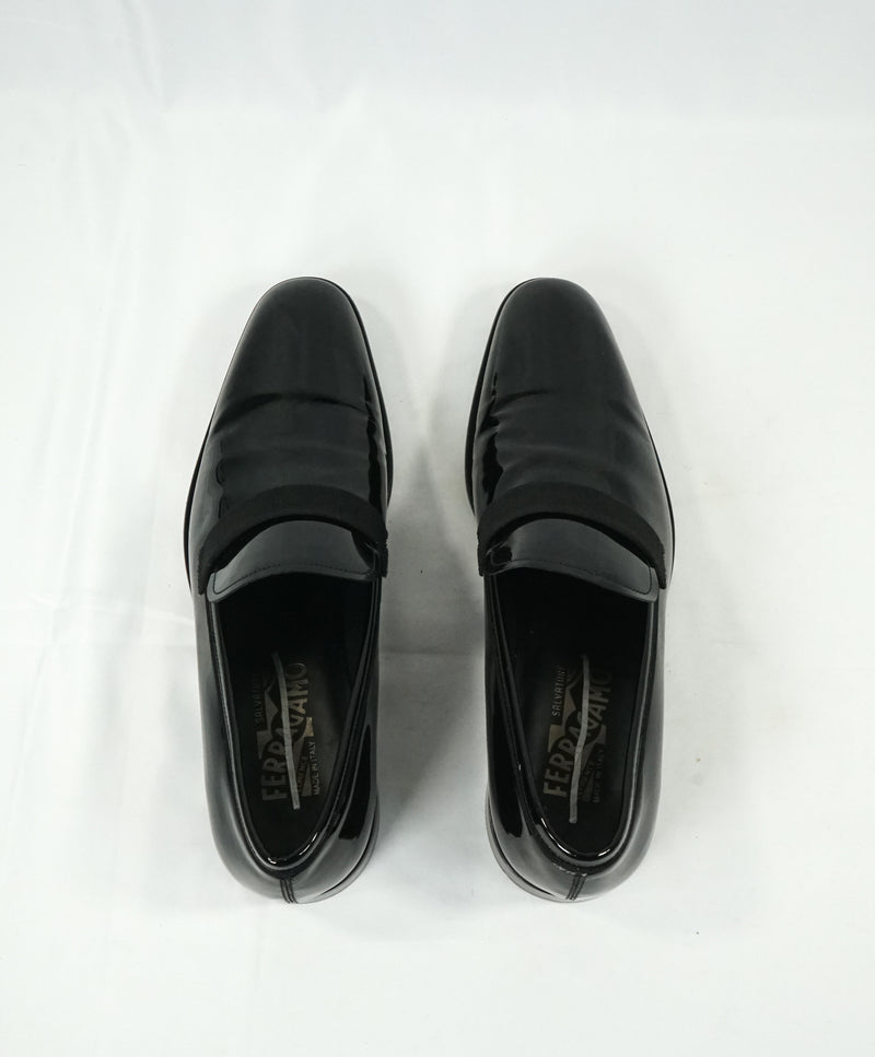 SALVATORE FERRAGAMO - "Antoane" Black Patent Leather Tipped Loafer - 8.5