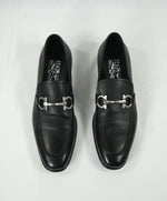 SALVATORE FERRAGAMO - “Flori 2” Pebbled Leather Gancini Bit Black Loafers - 7.5 D