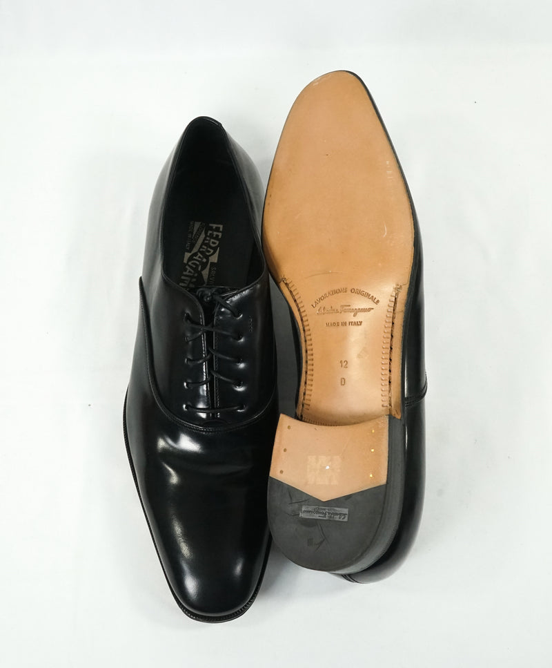 SALVATORE FERRAGAMO - “Fedele” Black Oxford W Leather Sole - R-11.5 L-12 D